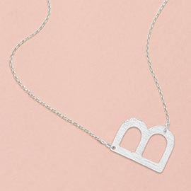 -B- White Gold Dipped Initial Monogram Pendant Necklace