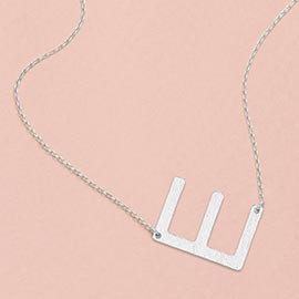 -E- White Gold Dipped Initial Monogram Pendant Necklace