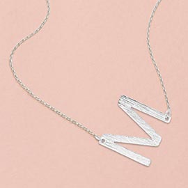 -M- White Gold Dipped Initial Monogram Pendant Necklace