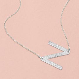 -N- White Gold Dipped Monogram Pendant Necklace