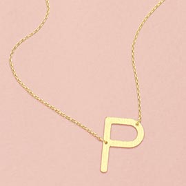 -P- Gold Dipped Initial Monogram Pendant Necklace