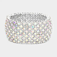 Round Rhinestone Crystal Evening Stretch Bracelet 