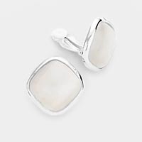 Natural Stone Metal Trim Clip on Earrings 