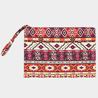 Aztec Pattern Pouch Clutch Bag