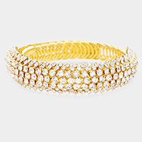 Rhinestone Statement Adjustable Evening Bracelet 