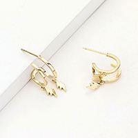 Huggie Hoop Metal Lightning Bolt Dangle Earrings