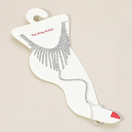 Crystal Rhinestone Net Toe Ring Anklet