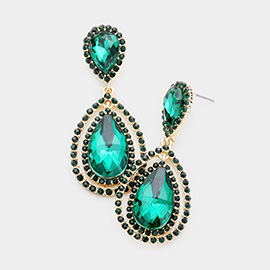 Teardrop Crystal Rhinestone Dangle Evening Earrings