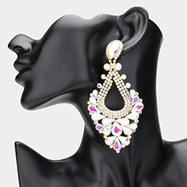 Pear Crystal Rhinestone Pageant Evening Earrings