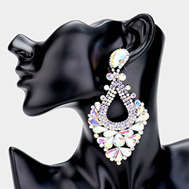 Pear Crystal Rhinestone Pageant Evening Earrings