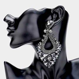 Pear Crystal Rhinestone Pageant Evening Earrings