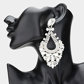 Pear Crystal Rhinestone Pageant Evening Earrings