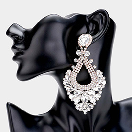 Pear Crystal Rhinestone Pageant Evening Earrings