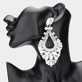 Pear Crystal Rhinestone Pageant Evening Earrings