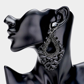 Pear Crystal Rhinestone Pageant Evening Earrings