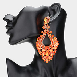 Pear Crystal Rhinestone Pageant Evening Earrings