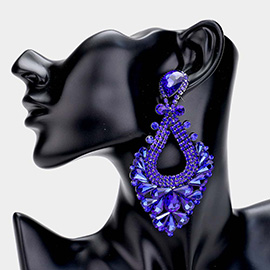 Pear Crystal Rhinestone Pageant Evening Earrings