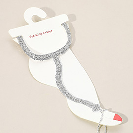 Crystal Rhinestone Net Toe Ring Evening Anklet