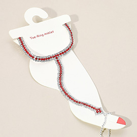 Crystal Rhinestone Net Toe Ring Evening Anklet