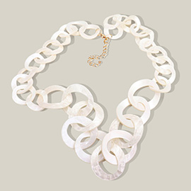 Bold Celluloid Acetate Link Long Necklace
