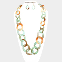 Celluloid Acetate Link Long Necklace