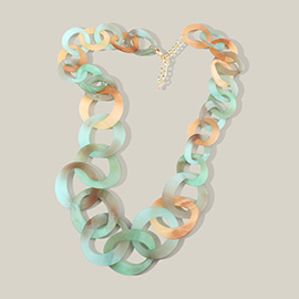 Bold Celluloid Acetate Link Long Necklace