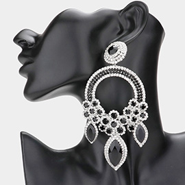 Oversized Marquise Triple Flower Chandelier Evening Earring