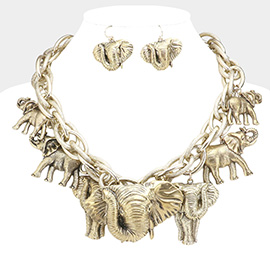 Metal Elephant Charm Necklace