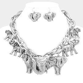 Metal Elephant Charm Necklace