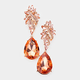 Marquise Stone Cluster Teardrop Dangle Evening Earrings