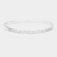 Rhodium Plated AAA CZ Cubic Zirconia Round Evening Bracelet