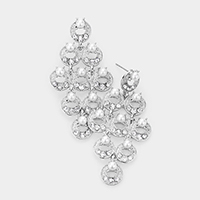 Pearl Embellished Round Cluster Drop Earrings
