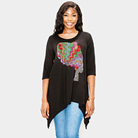 Girl Crystal Embellished Long Sleeve Top