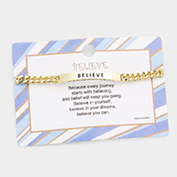 BELIEVE Curved Metal Bar Message Bracelet