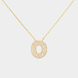 -O- Gold Dipped CZ Initial Monogram Pendant Necklace