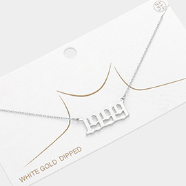 1999 White Gold Dipped Birth Year Pendant Necklace