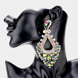 Pear Crystal Rhinestone Pageant Evening Earrings
