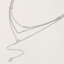 Rhinestone Detail Triple Layered Y Necklace