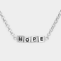 HOPE Metal Cube Pendant Necklace