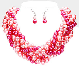Braided Multi-Strand Pearl Necklace