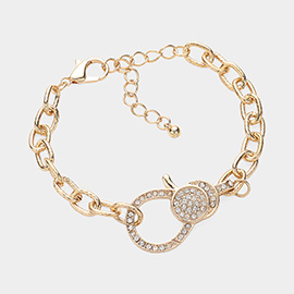 Rhinestone Embellished Lobster Clasp Accented Bracelet