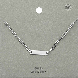 Brass Metal Bar Pendant Necklace