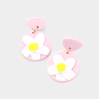 Clay Flower Accented Dangle Earrings