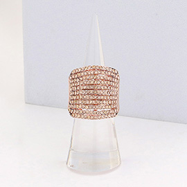 Rhinestone Pave Multi Row Stretch Ring