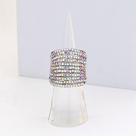 Rhinestone Pave Multi Row Stretch Ring