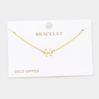 -H- Gold Dipped Metal Initial Monogram Charm Bracelet