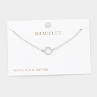 -O- White Gold Dipped Metal Monogram Charm Bracelet