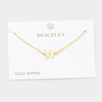 -W- Gold Dipped Metal Monogram Charm Bracelet