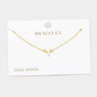 -Y- Gold Dipped Metal Monogram Charm Bracelet