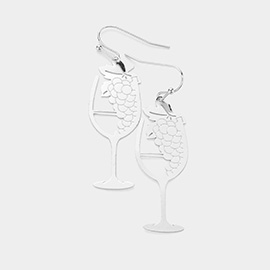 Brass Metal Grape Champagne Dangle Earrings